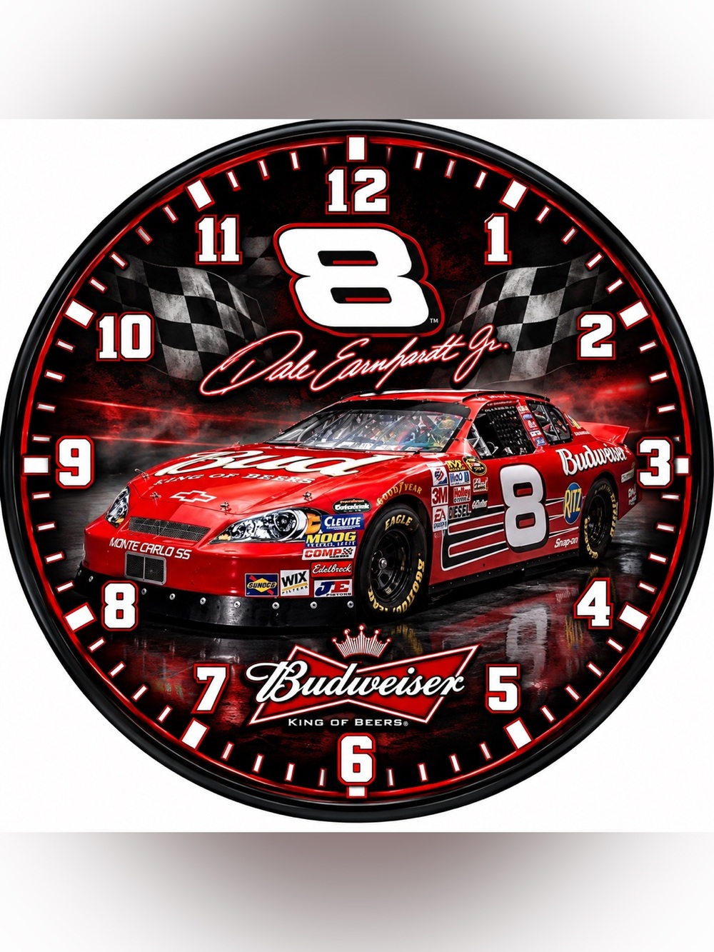 Budweiser Red Racing Car Wall Clock - Home Wall Decor